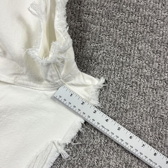 Levis Premium 501 Shorts Womens 27 White Button Fly Distressed Denim Cutoff - Picture 8 of 13